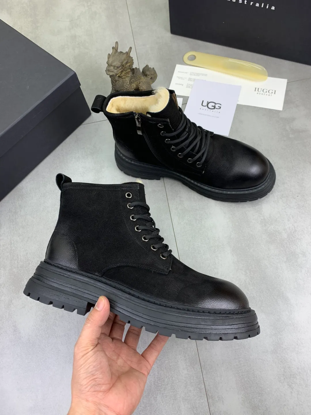 Men's men's shoes 💰P660 New arrival 🆕🆕🆕 IUGGI Men's British retro Martin boots Winter new men's outdoor hiking boots First layer of cowhide on the outside and wool on the inside Comfortable and warm Rubber sole sole Non-slip and firm Trendy and fashionable Casual and versatile Size: 38-44 (45 customized) Color: three colors
